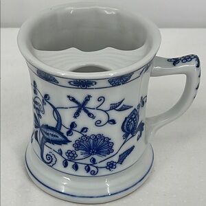 BRANDENBURG Blue and White Floral MUSTACHE Mug